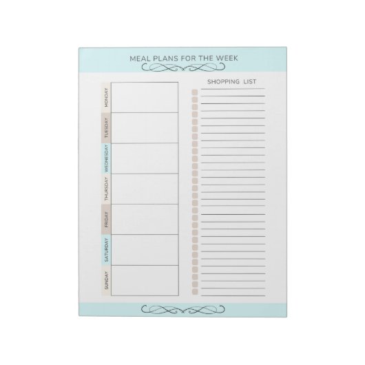 Essensplaner Wochenfarben Notizblock (Rotiert)