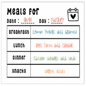 Essensplanung Frühstück Mittagessen Abendessen Pla Gummistempel