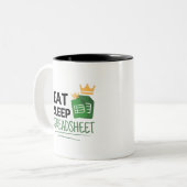 Essensschlafspreadsheet - Zwei-Tonen-Kaffeepause - Zweifarbige Tasse (Vorderseite Links)