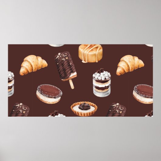 Essensskizze köstliche schöne Desserts und Pastete Poster (Vorne)