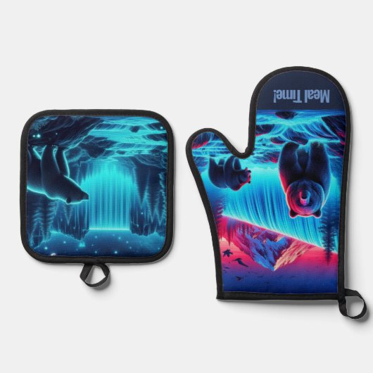 Essenszeit! Ofenhandschuh & Topflappen-Set (Vorderseite)