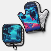 Essenszeit! Ofenhandschuh & Topflappen-Set (Vorderseite/Rückseite)