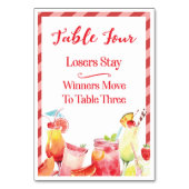 Essenszeiten Tischkarte Vier Bunco Tischnummer (Vorderseite)