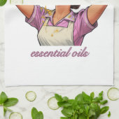 Essential Oils Funny Pizza Illustration | Girly Geschirrtuch (Gefaltet)