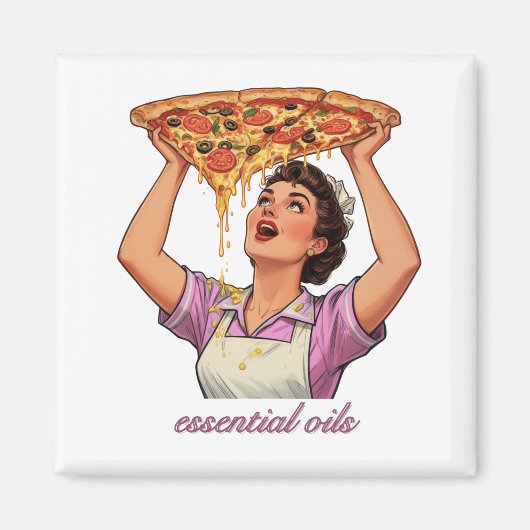 Essential Oils Funny Pizza Illustration | Girly Magnet (Vorne)