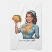 Essential Oils Funny Taco Illustration | Girly Geschirrtuch (Vertikal)