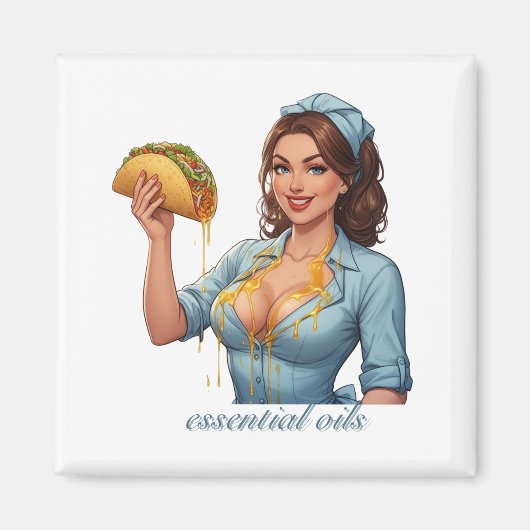 Essential Oils Funny Taco Illustration | Girly Magnet (Vorne)