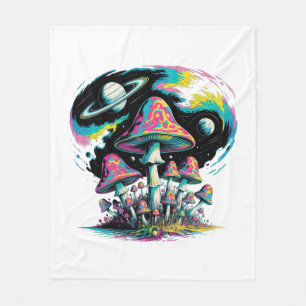 Essential Psychedelic Fungi Fantasia Throw Blanket Fleecedecke