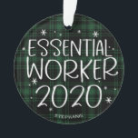 Essential Worker 2020 Covid Christmas Green Karier Ornament<br><div class="desc">Essential Worker 2020 Covid Christmas Green Kariert Ornament</div>