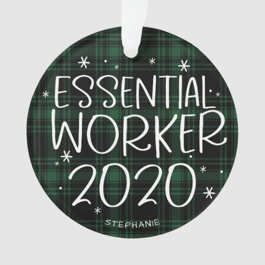 Essential Worker 2020 Covid Christmas Green Karier Ornament (Vorderseite)