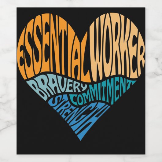 Essential Worker Heart Art Weinetikett (Einzelnes Label)