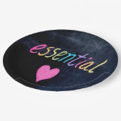 Essential Worker Support Heft on Chalk Board Pappteller (Schrägansicht)