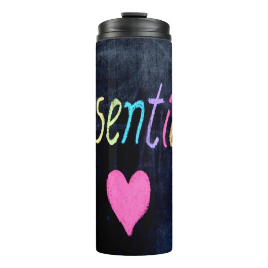 Essential Worker Support Heft on Chalk Board Thermosbecher (Vorderseite)