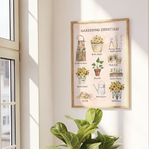 Essentielle Gartensonnenblumen-Gartengeräte Creme Poster