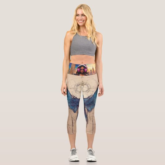 Essenz des einfachen Zeichnend, Flüge als Inspirat Capri Leggings (Vorderseite)