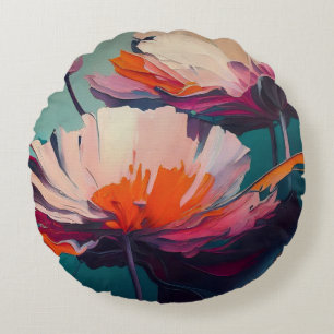 Essenz des Gartens III – Leuchtende florale Bewegu Rundes Kissen