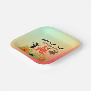 Essenz von Halloween Spirit Green Yellow Orange Pappteller