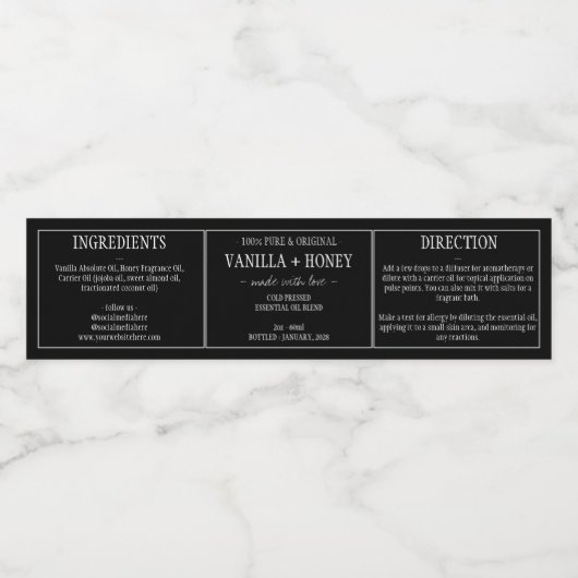 Essenzielle Ölbezeichnung Wasserflaschenetikett (Einzelnes Label)