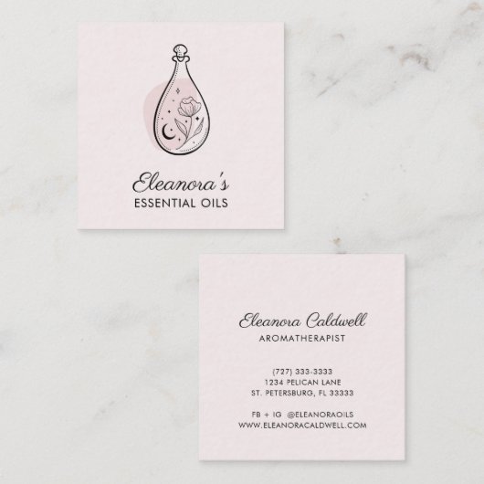 Essenzielle Öle Aromatherapie Logo rot Rosa Quadratische Visitenkarte (Vorne/Hinten)