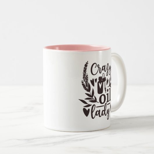 Essenzielle Öle - Crazy Oil Lady - Tasse, 325 ml Zweifarbige Tasse (VorderseiteRechts)