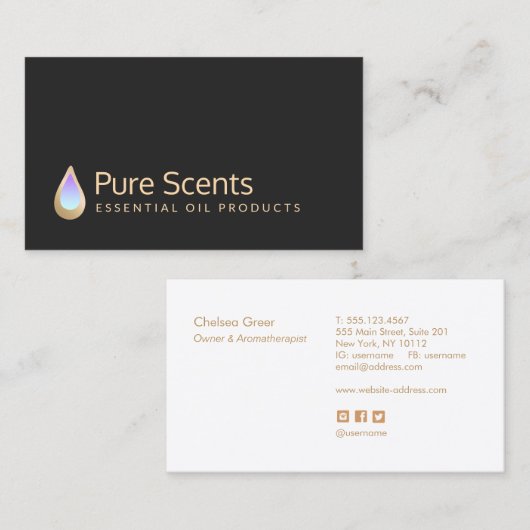 Essenzielle Öle Duft Aromatherapie Visitenkarte (Vorne/Hinten)