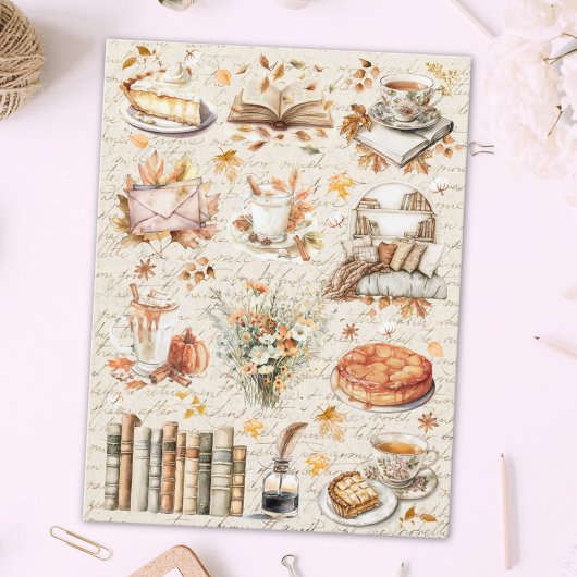 Essenzielle Vintage Herbstbibliothek Postkarte