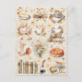 Essenzielle Vintage Herbstbibliothek Postkarte (Vorderseite)