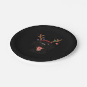 Essenzieller T - Shirt für das Weihnachtsschwarze Pappteller (Schrägansicht)