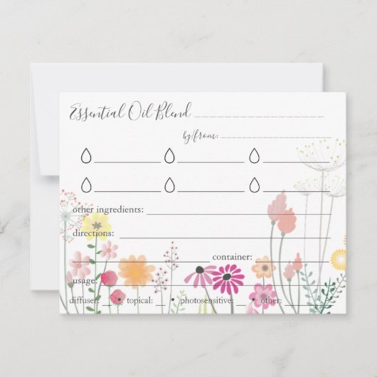 Essenzielles Öl mischt Rezept-Richtungskarte (Vorderseite)