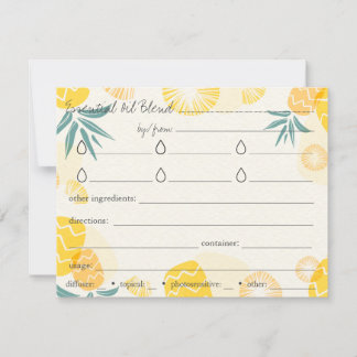 Essenzielles Öl mischt Rezept-Richtungskarte