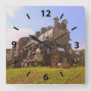 Essex-Dampflok-Uhr Quadratische Wanduhr