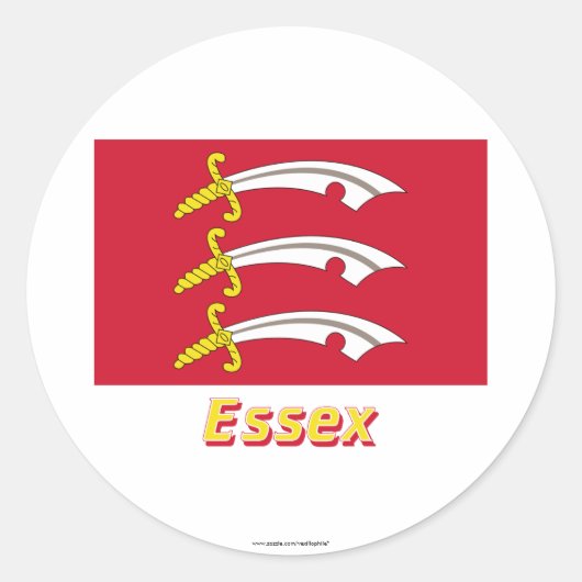 Essex-Flagge mit Namen Runder Aufkleber (Vorderseite)