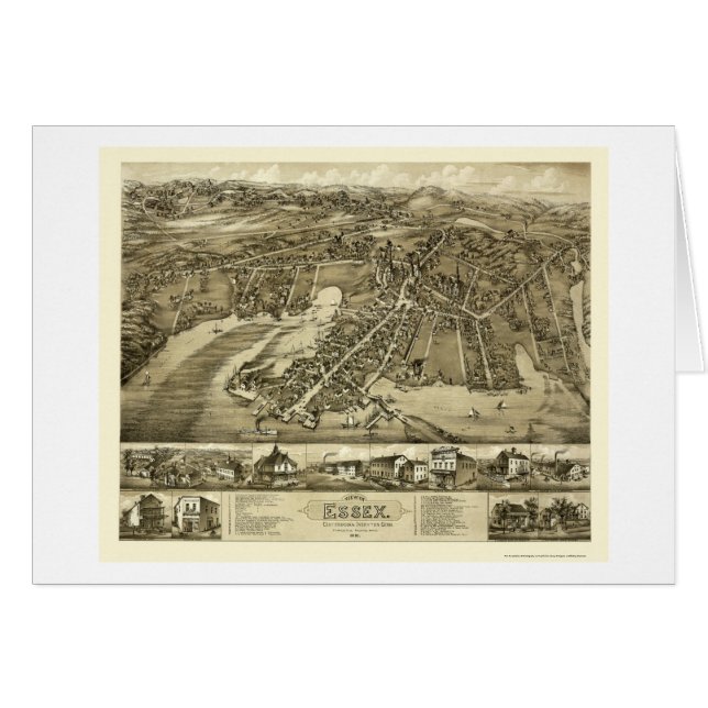 Essex, panoramische Karte CT - 1881 (Vorderseite (Horizontal))
