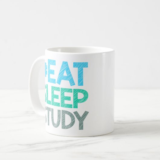 Essgeschlafene Zitate mit Chalk-Effekt Kaffeetasse (Vorderseite Links)