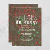 Essgetränk be frohe Weihnachtsfeier Rustikale Einladung (Vorne/Hinten)