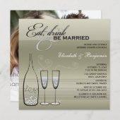 Essgetränk Verheiratet Champagner Polterabend Einladung (Vorne/Hinten)