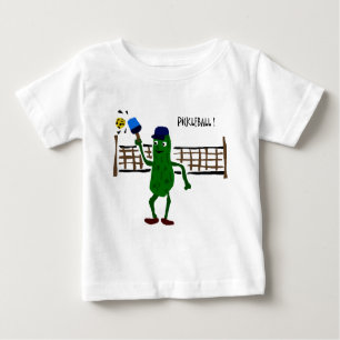 Essiggurke, die Pickleball Primitiv-Kunst spielt Baby T-shirt