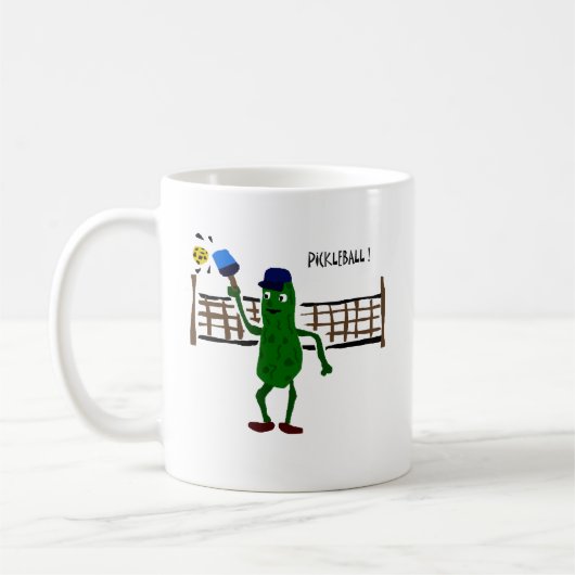 Essiggurke, die Pickleball Primitiv-Kunst spielt Kaffeetasse (Links)