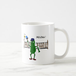Essiggurke, die Pickleball Primitiv-Kunst spielt Kaffeetasse