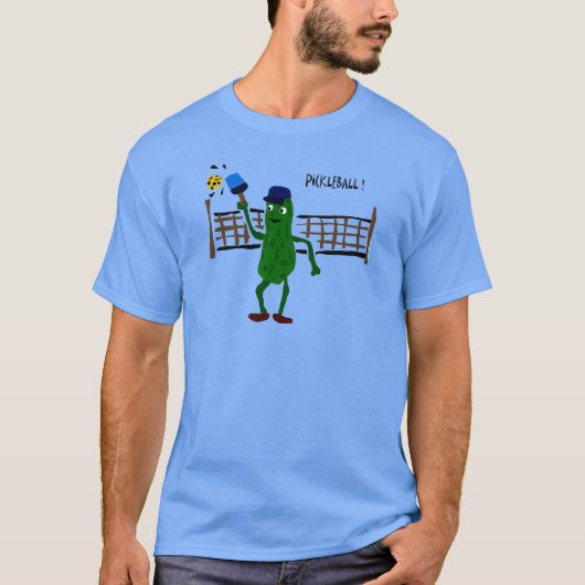 Essiggurke, die Pickleball Primitiv-Kunst spielt T-Shirt (Vorderseite)