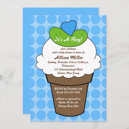 Essiggurken-u. Eiscreme-Jungen-Babyparty Einladung (Vorne/Hinten)