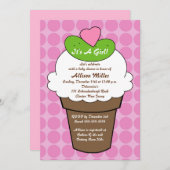 Essiggurken-u. Eiscreme-Mädchen-Babyparty Einladung (Vorne/Hinten)