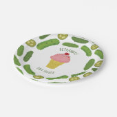 Essiggurken-und Eiscreme-Mädchen-Babyparty Pappteller (Schrägansicht)