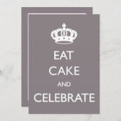 Esskuchen und Feiern Geburtstag Einladung - Silber (Vorne/Hinten)