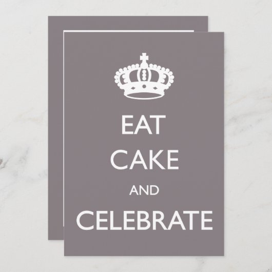 Esskuchen und Feiern Geburtstag Einladung - Silber (Vorne/Hinten)