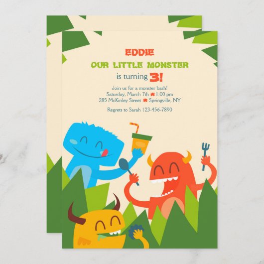 Essmonster Einladung (Vorne/Hinten)