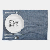 Essplatzierung auf blauem Denim Geschirrtuch (Horizontal)