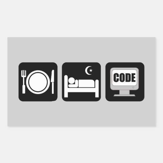Essschlafcode Rechteckiger Aufkleber (Vorderseite)