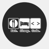 Essschlafcode Runder Aufkleber (Vorderseite)
