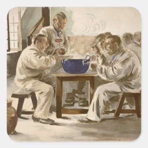 Esssuppe in den Barracks, von 'L'Estampe Moder Quadratischer Aufkleber